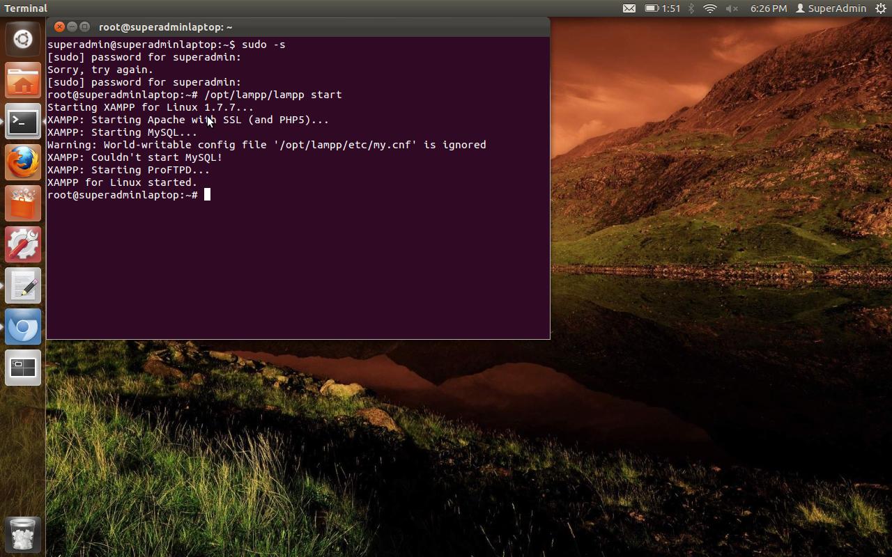 How to start xampp in ubuntu 18.04 terminal